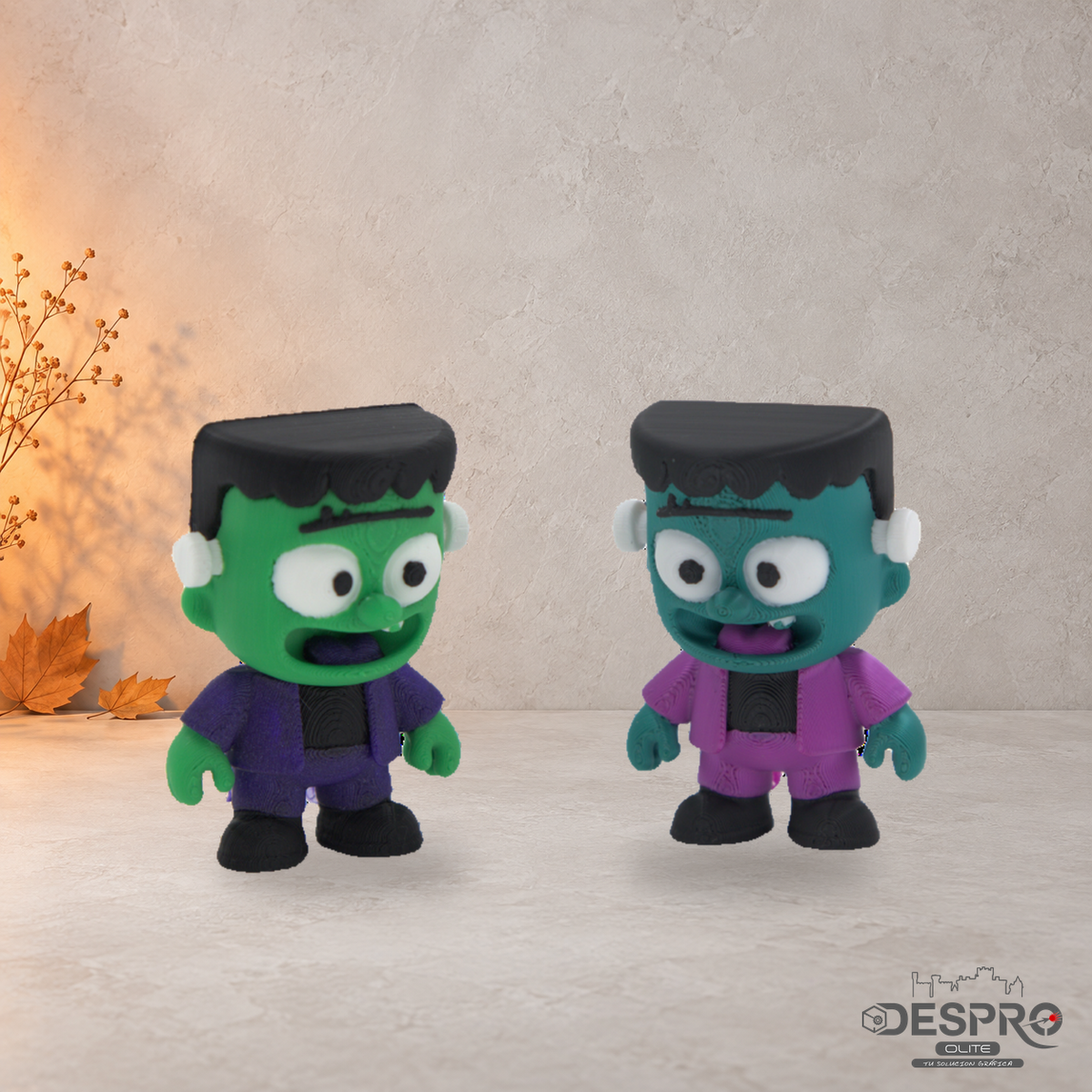 Llavero monstruo estilo Frankenstein impreso en 3D — vista sobre fondo neutro | Despro