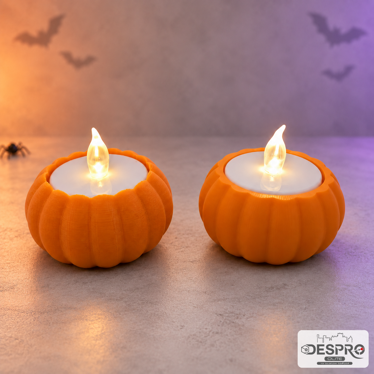Portavelas LED Calabaza de Halloween — vista sobre fondo neutro | Despro