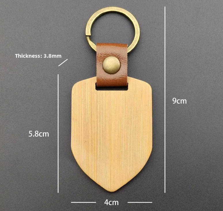 Llavero de bambú personalizable en forma de escudo — imagen del producto | Despro