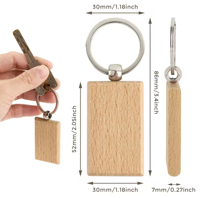 Llavero de madera rectangular personalizable — imagen del producto | Despro