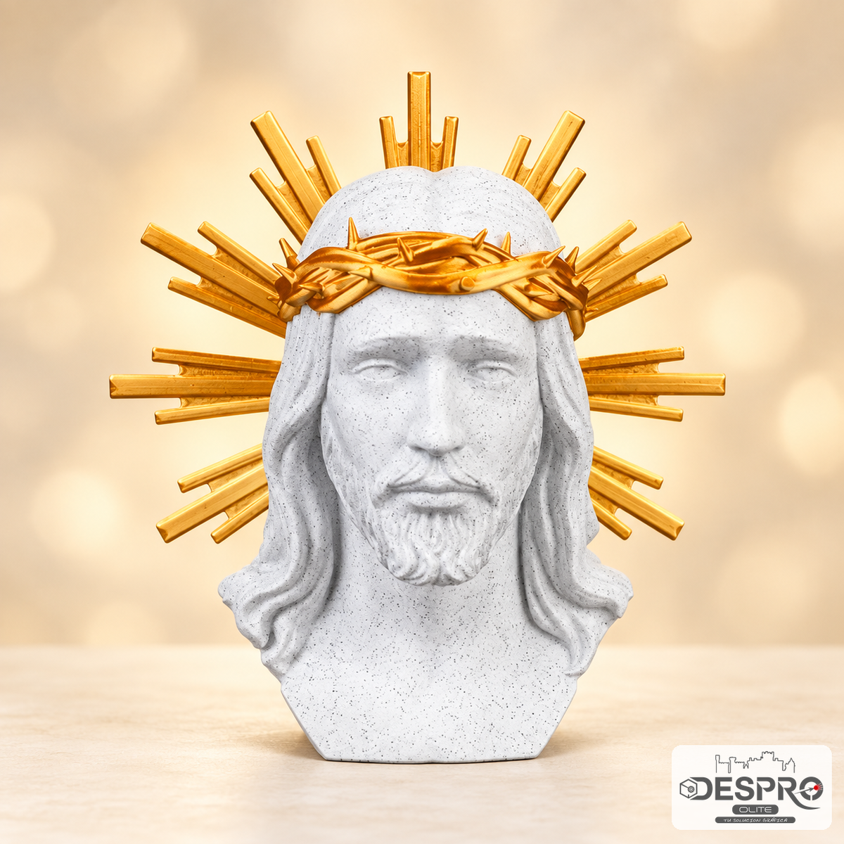 Busto de Jesucristo con Corona de Espinas y Halo Dorado — vista de estudio | Despro