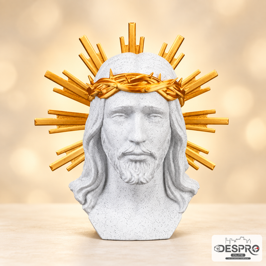 Busto de Jesucristo con Corona de Espinas y Halo Dorado — vista de estudio | Despro