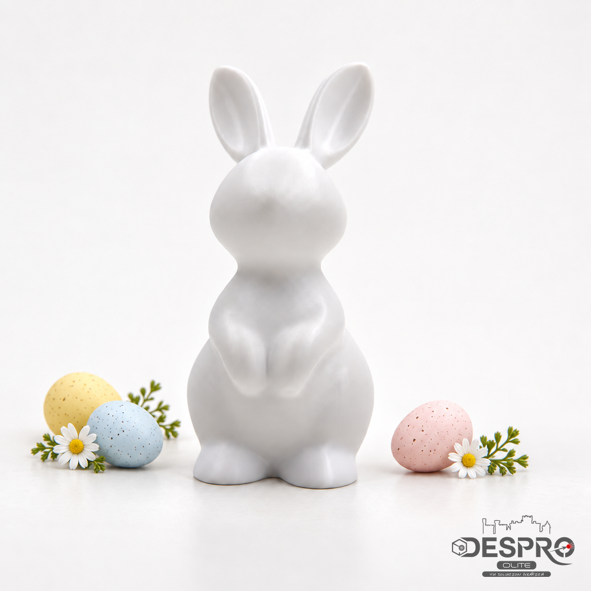 Conejo de Pascua – Decoración impresa en 3D — vista frontal | Despro