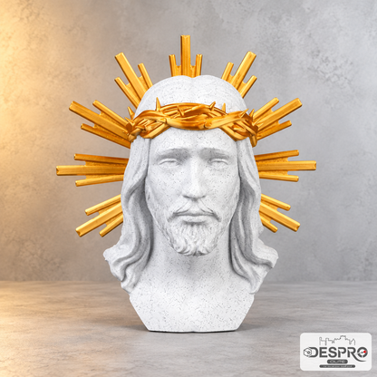 Busto de Jesucristo con Corona de Espinas y Halo Dorado — vista sobre fondo neutro | Despro