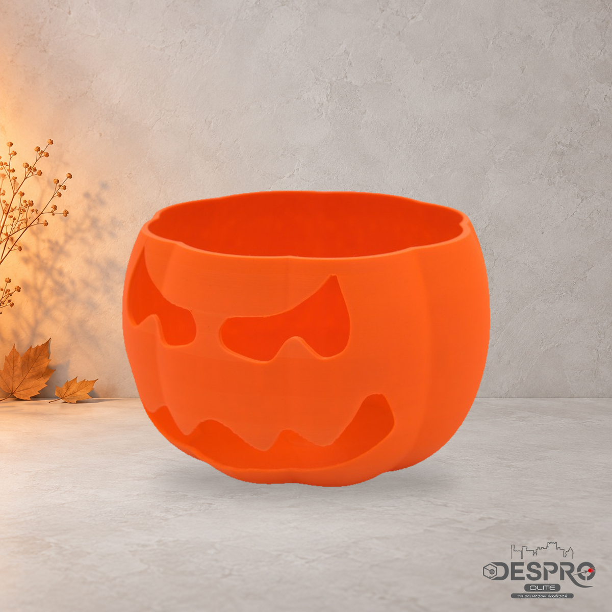 Cuenco calabaza de Halloween impreso en 3D — vista sobre fondo neutro | Despro