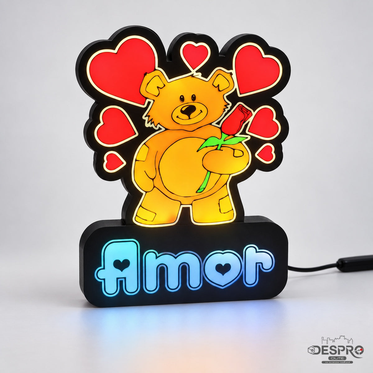 Lámpara LED Osito Amor con corazones — Despro